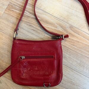 Roots Vibrant Red Leather Crossbody Bag